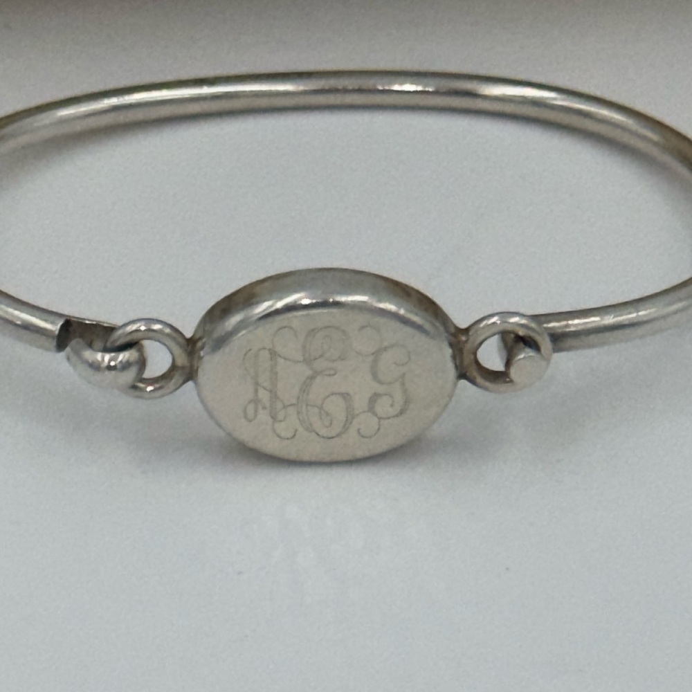 Personalized Sterling Silver Monogram Bangle Brac… - image 1